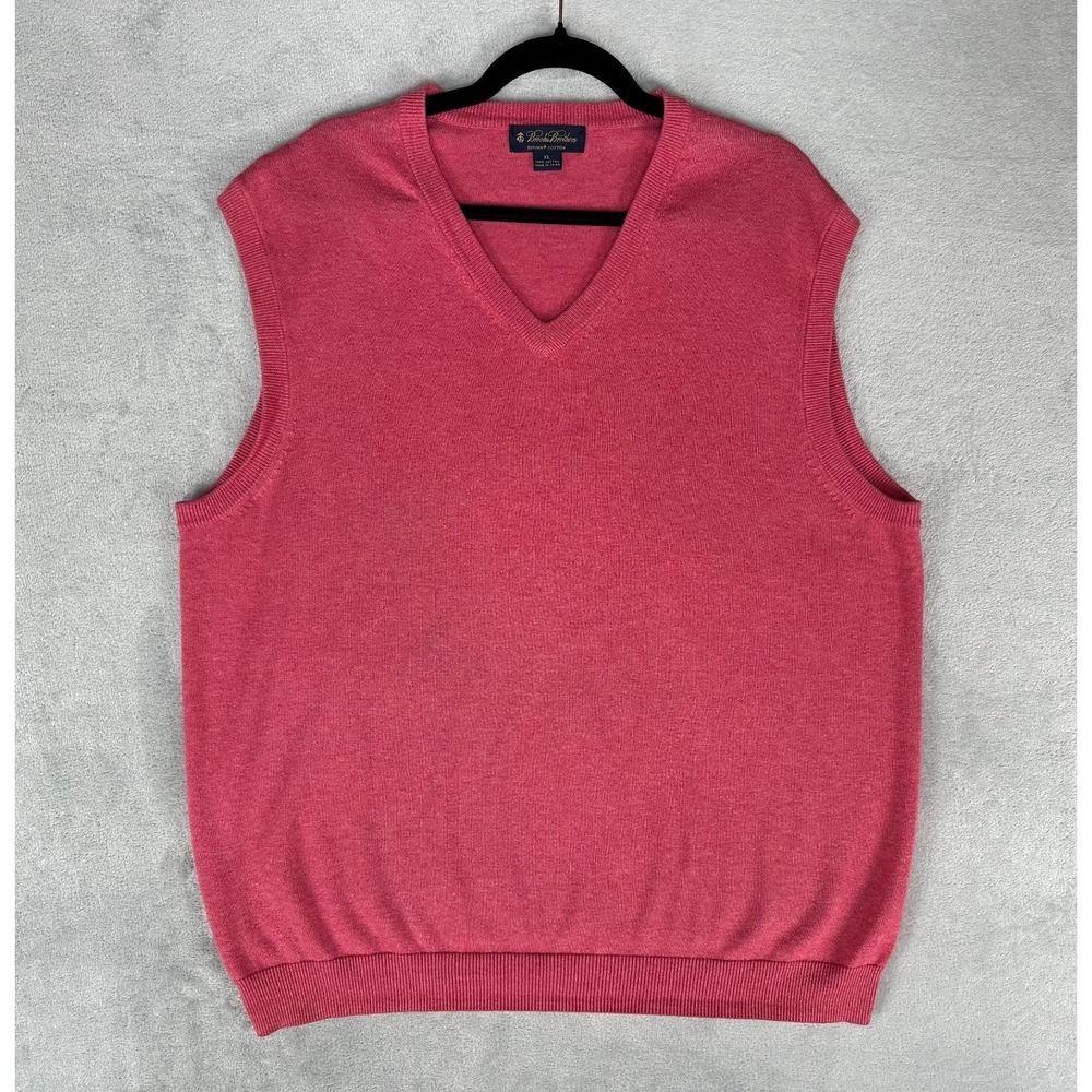 Brooks Brothers Supima Cotton Sweater Vest Mens XL Red V-Neck Pullover Golf